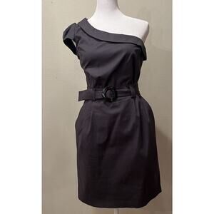 French Connection Black Cocktail Dress One Cap Sleeve With Pockets & Belt Size 6